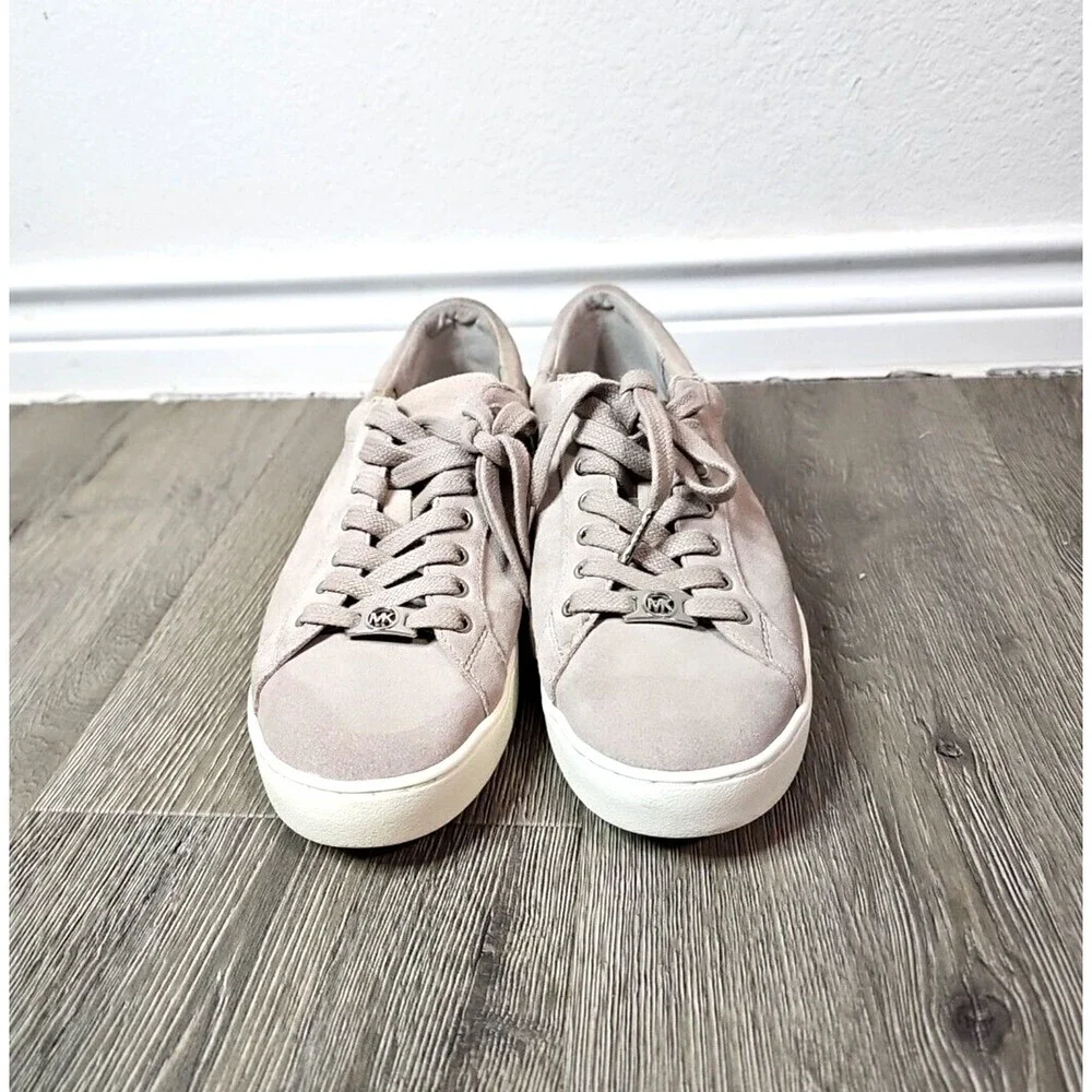 Michael Kors Womens Irving Sneaker Shoes Beige HX16C Low Top Leather Lace Up 10M